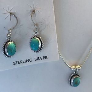 Sterling Native Navajo turquoise earrings necklace